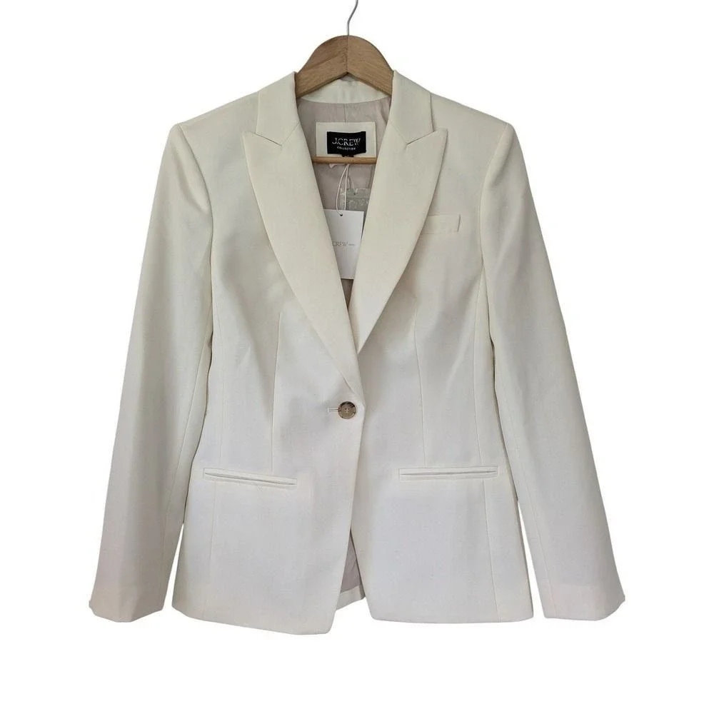 J. Crew Alexandra Blazer in Wool Blend Twill Size 2 Ivory NWT $398 CI380